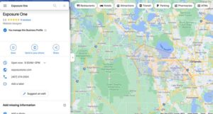 Screenshot of the Exposure One Google Business Listing in Clermont, FL