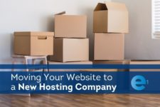 Photo of Moving Boxes with Words: "Moving Your Website to a New Hosting Company"